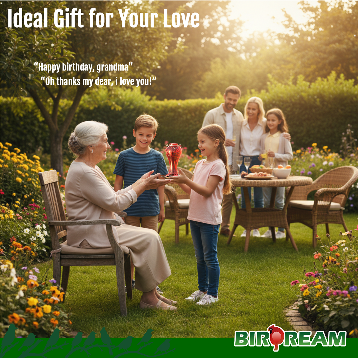 BD515 Glass Hummingbird Feeder (All Red)