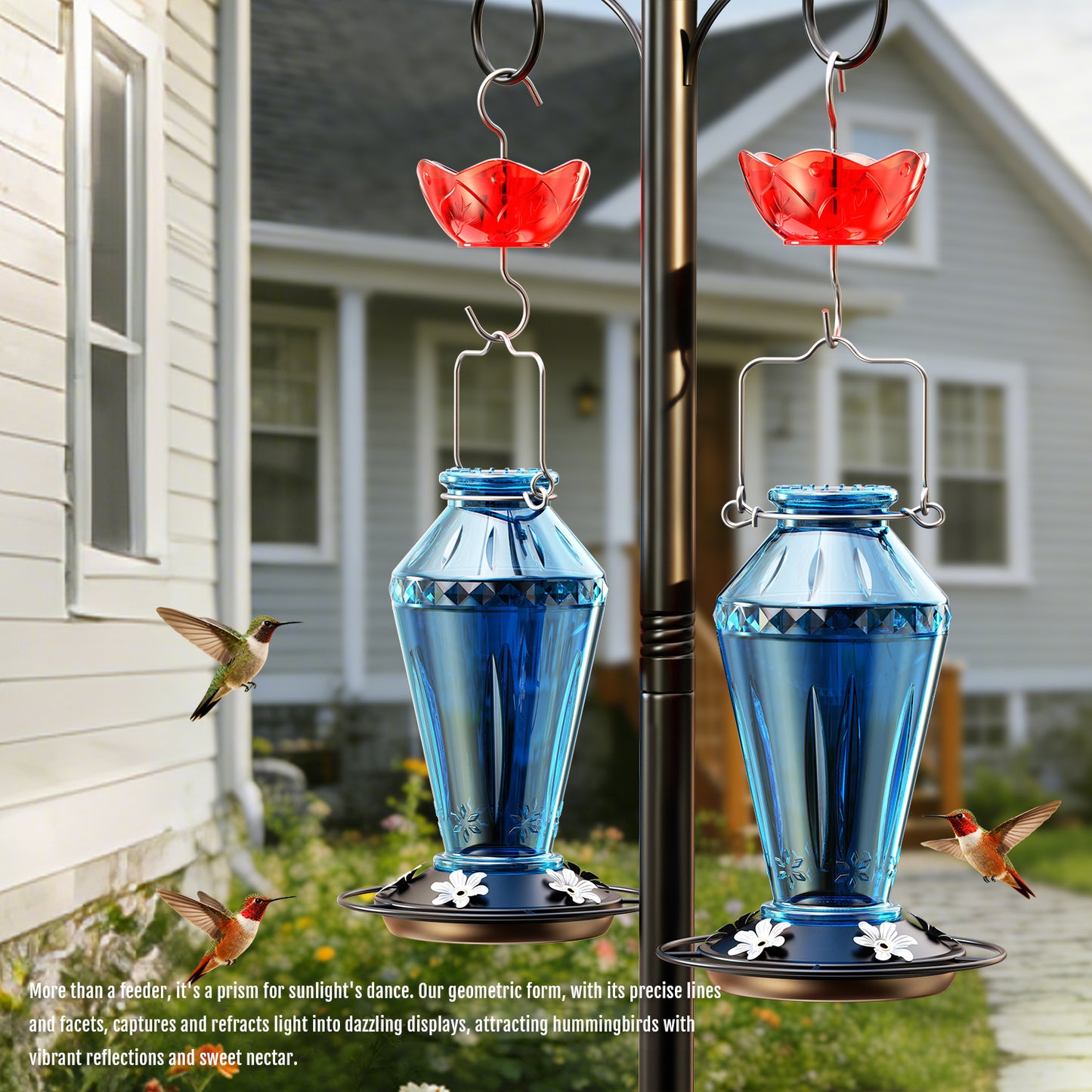 BD516 Glass Hummingbird Feeder (Blue)