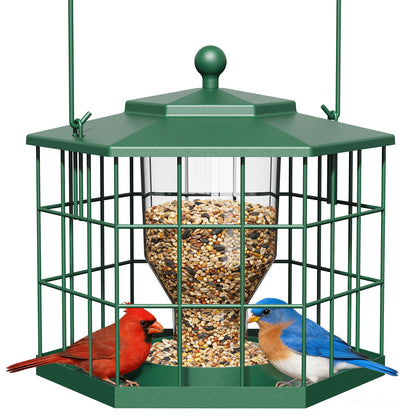 BD607 Metal Cage Bird Feeder (Green)
