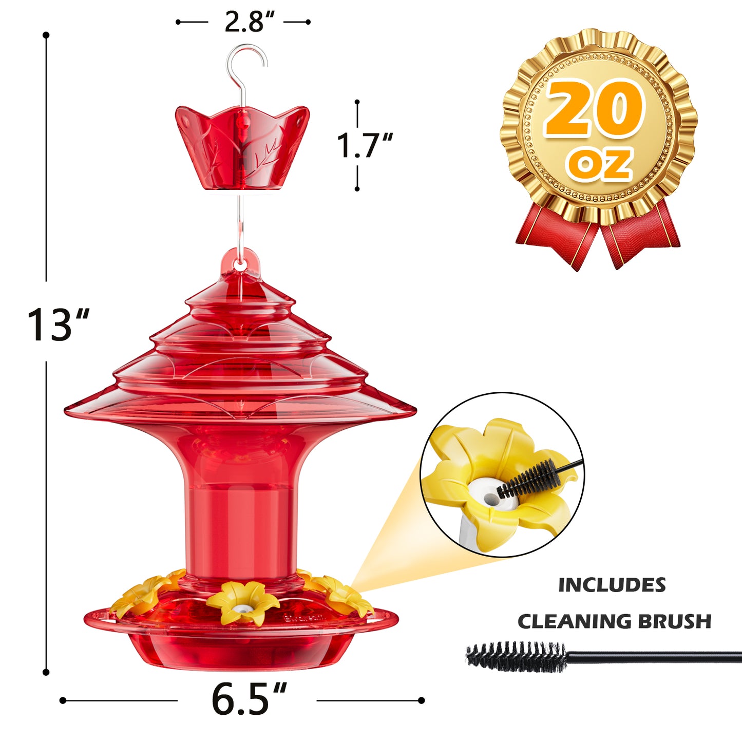 Christmas Hummingbird Feeder (Solid Red)