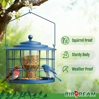 BD606 Metal Cage Bird Feeder (Blue)