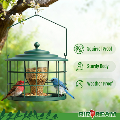 BD606 Metal Cage Bird Feeder (Green)
