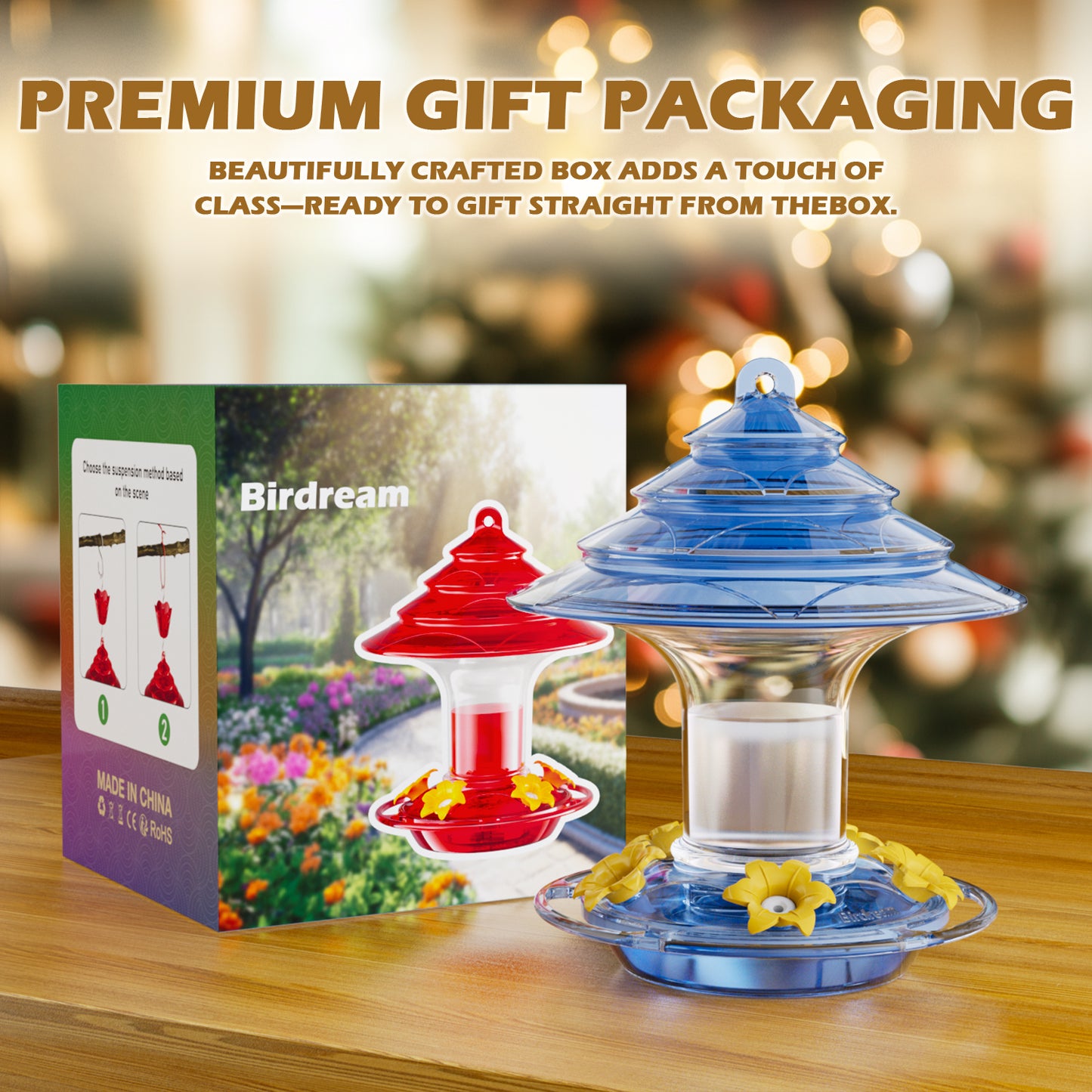 Christmas Hummingbird Feeder (Blue)