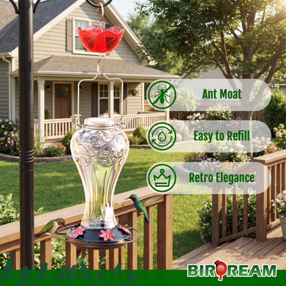 BD515 Glass Hummingbird Feeder (Transparent Red)