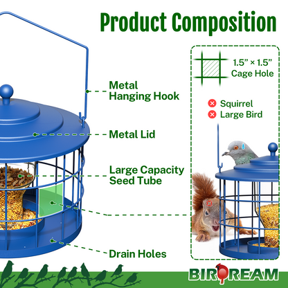 BD606 Metal Cage Bird Feeder (Blue)