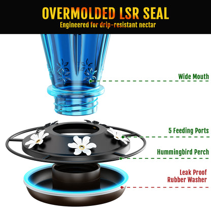 BD516 Glass Hummingbird Feeder (Blue)