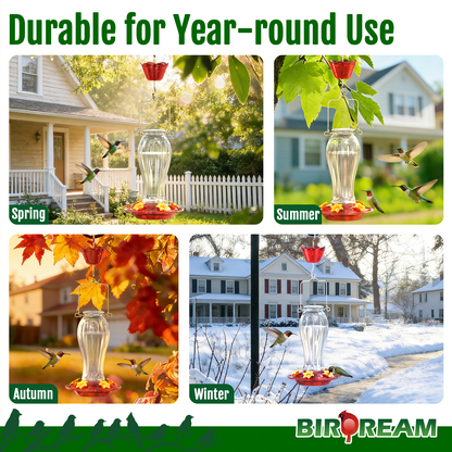 BD514 Glass Hummingbird Feeder (Transparent Red)