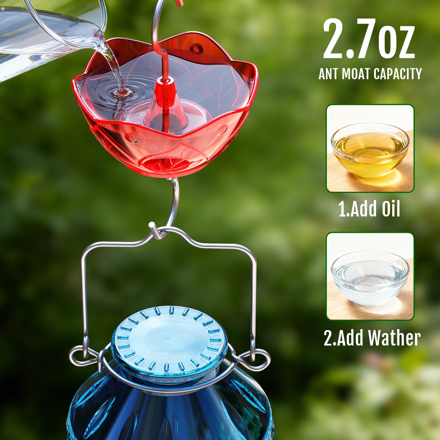 BD516 Glass Hummingbird Feeder (Blue)