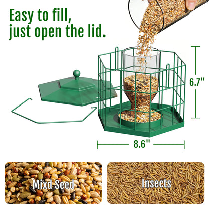 BD607 Metal Cage Bird Feeder (Green)