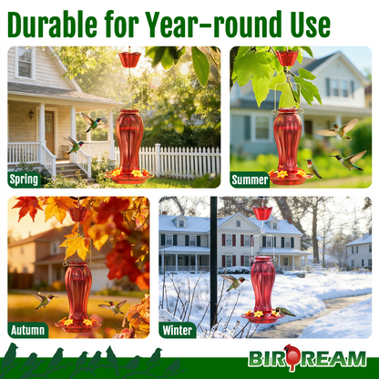 BD514 Glass Hummingbird Feeder (All Red)