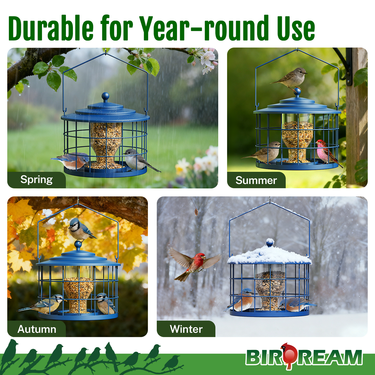 BD606 Metal Cage Bird Feeder (Blue)