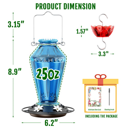 BD516 Glass Hummingbird Feeder (Blue)