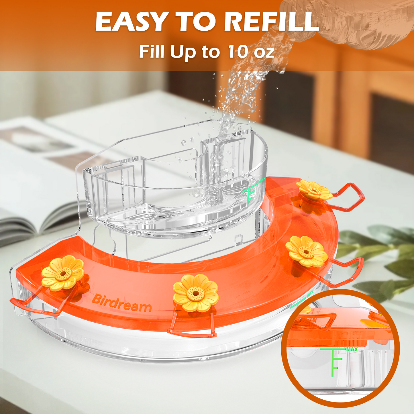 BD602 Window Hummingbird Feeder (Orange)