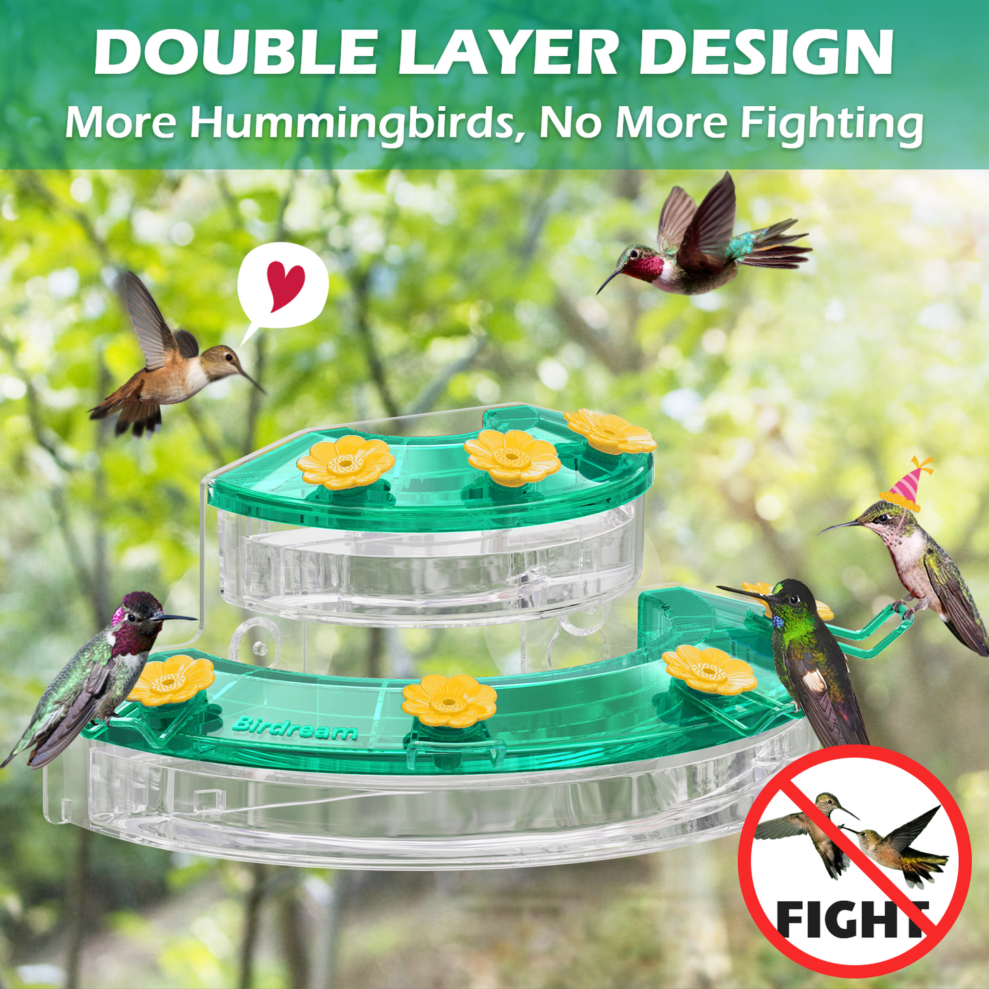 BD602 Window Hummingbird Feeder (Green)