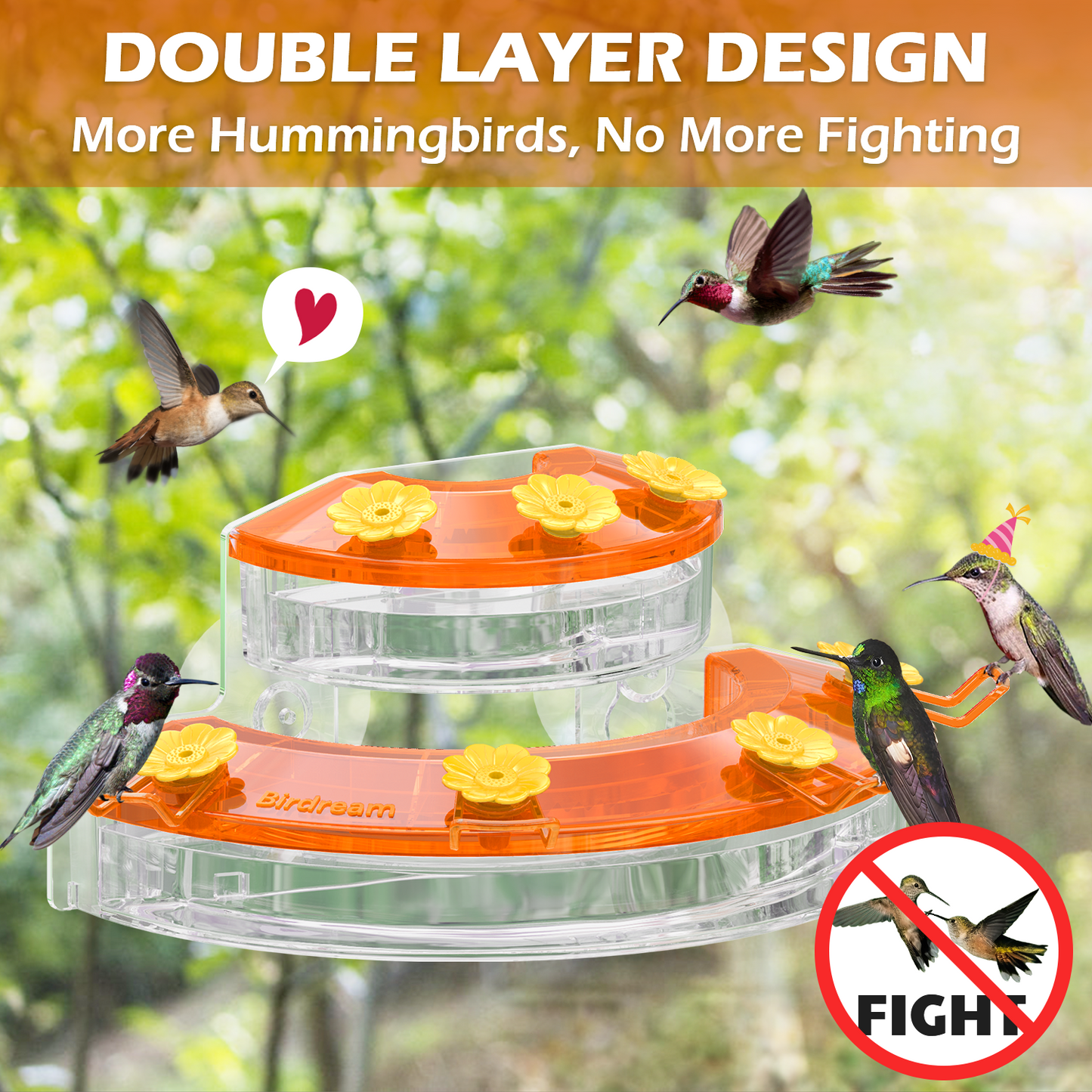 BD602 Window Hummingbird Feeder (Orange)
