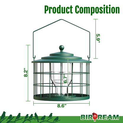 BD606 Metal Cage Bird Feeder (Green)