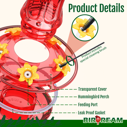 BD514 Glass Hummingbird Feeder (All Red)