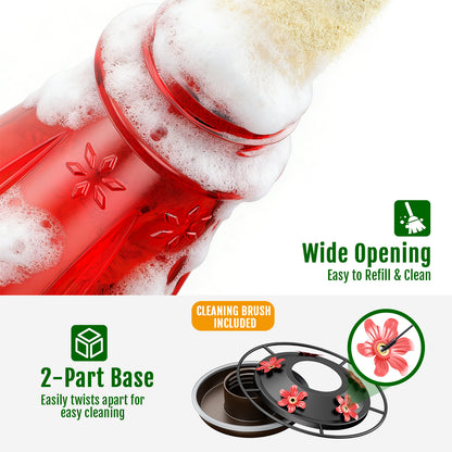 BD516 Glass Hummingbird Feeder (Red)
