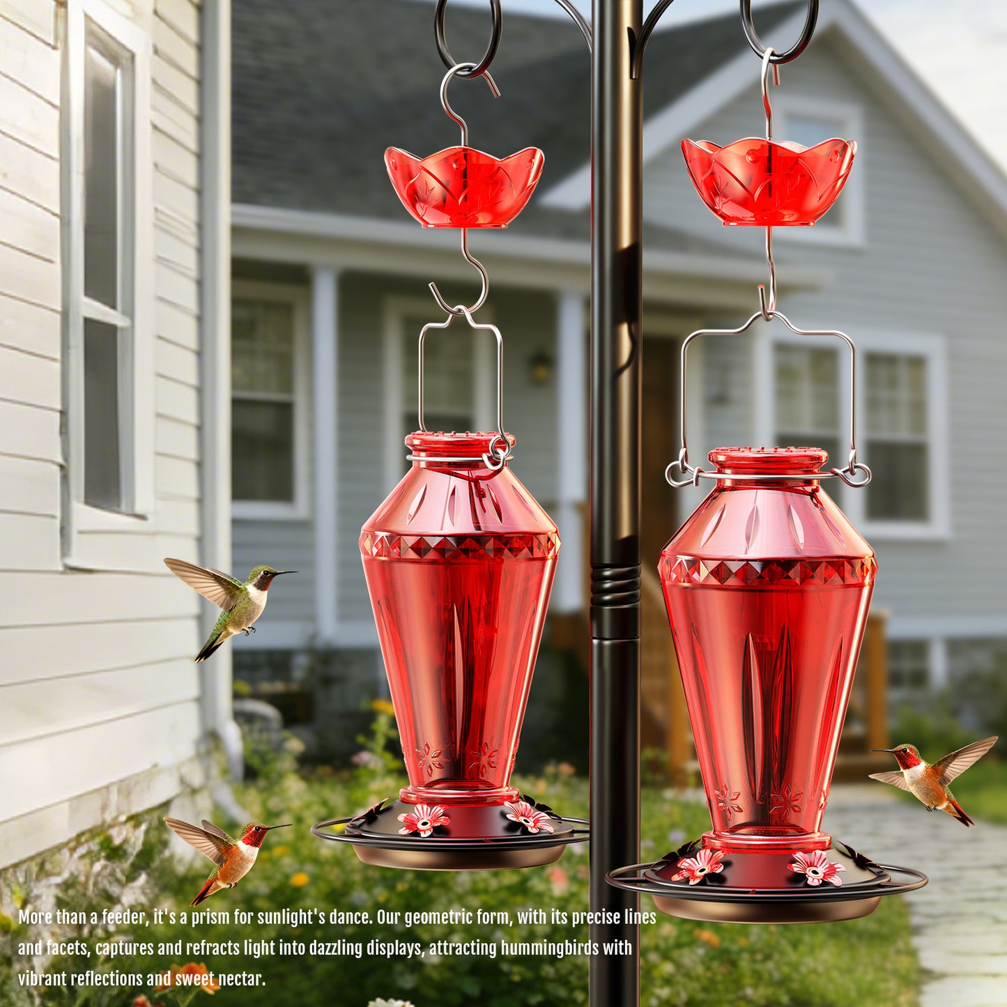 BD516 Glass Hummingbird Feeder (Red)