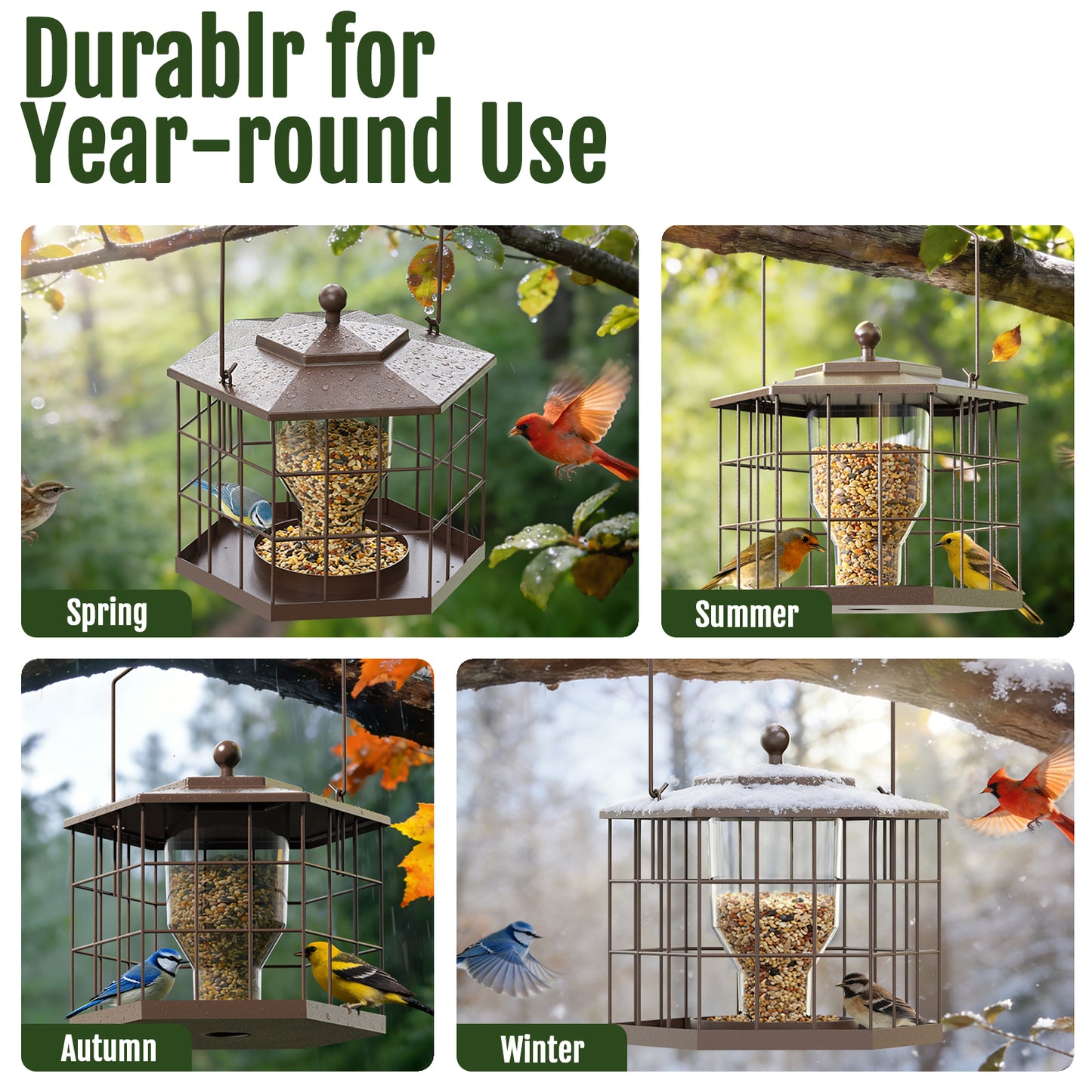 BD607 Metal Cage Bird Feeder (Brown)
