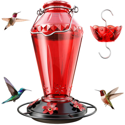 BD516 Glass Hummingbird Feeder (Red)