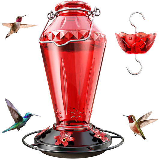 BD516 Glass Hummingbird Feeder (Red)