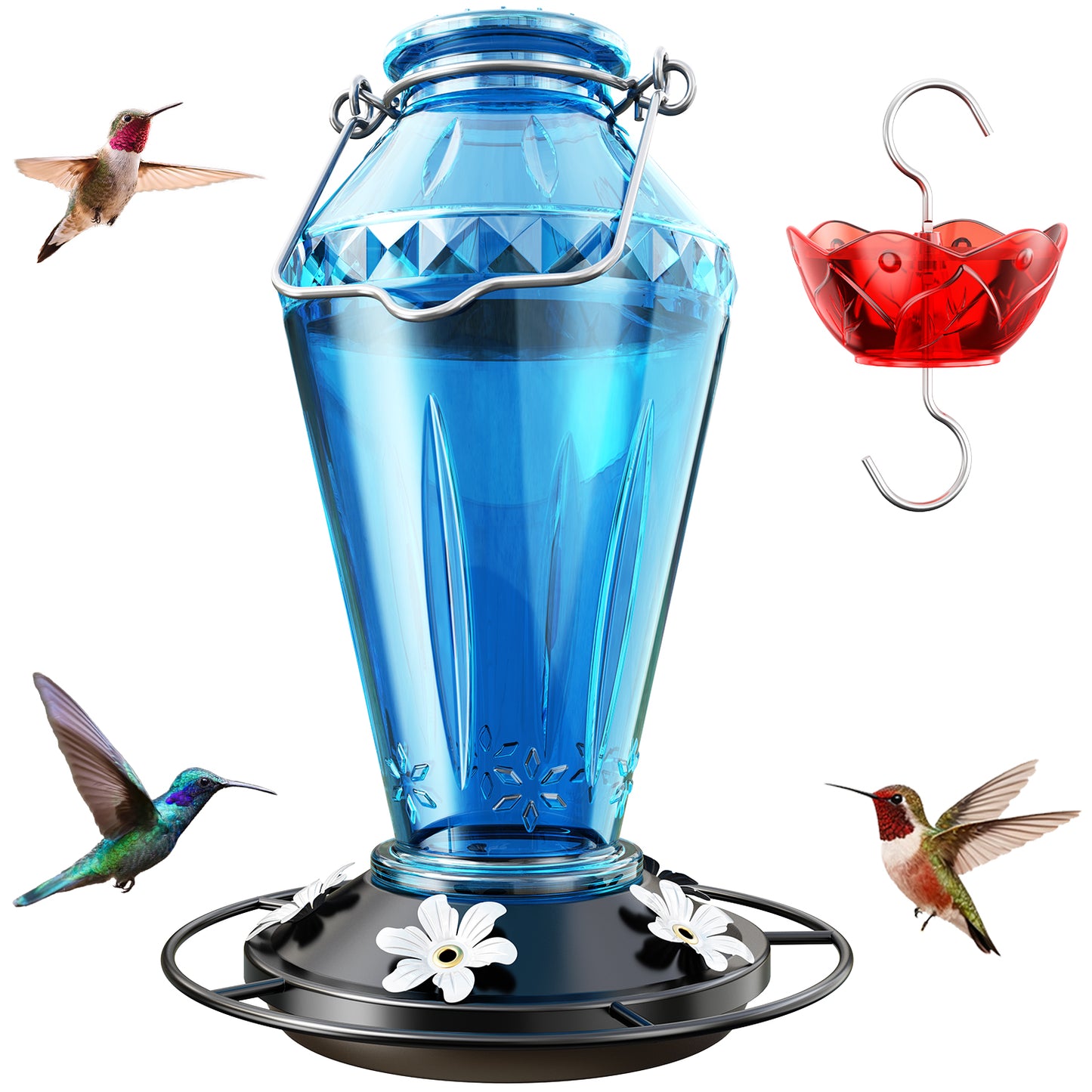 BD516 Glass Hummingbird Feeder (Blue)