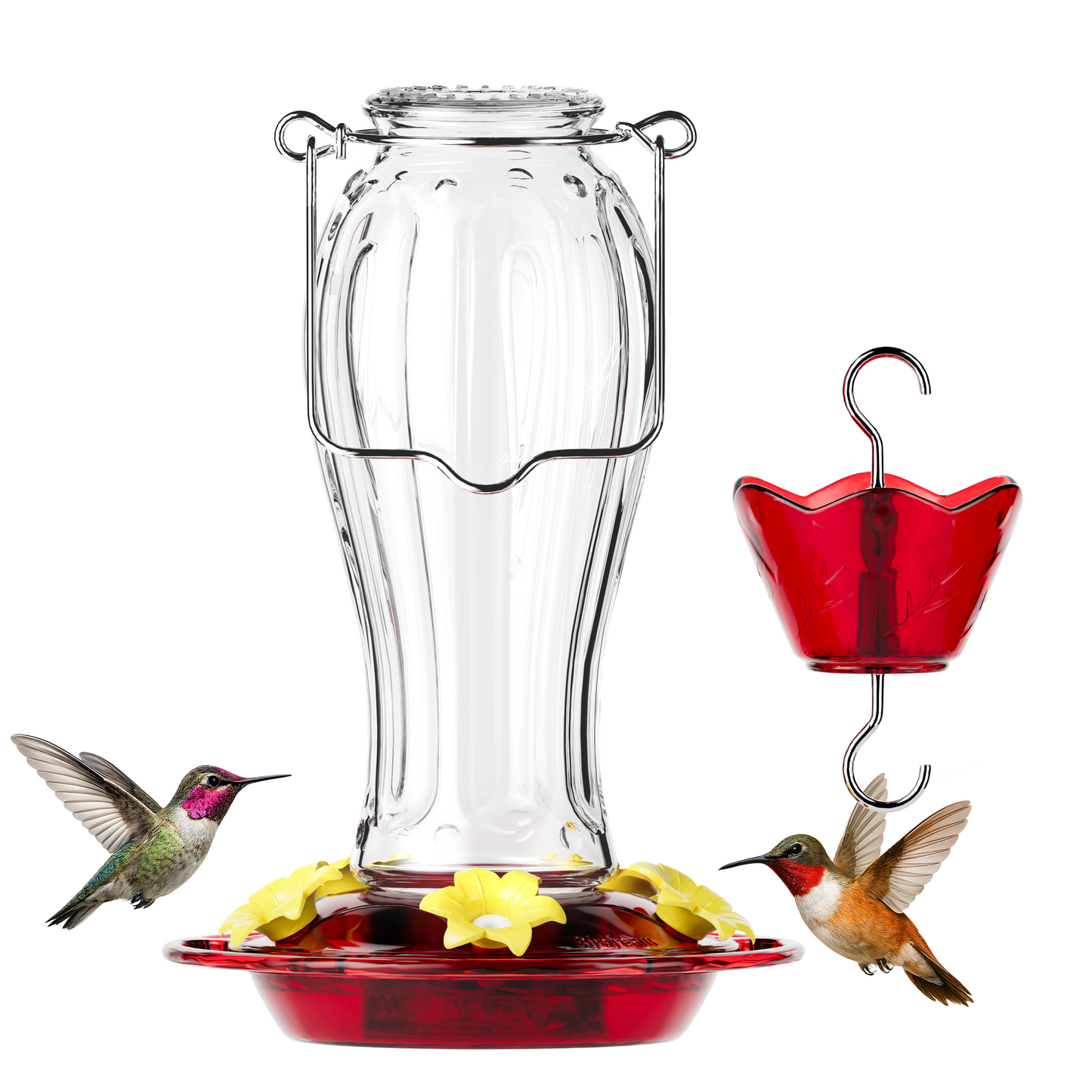 BD514 Glass Hummingbird Feeder (Transparent Red)